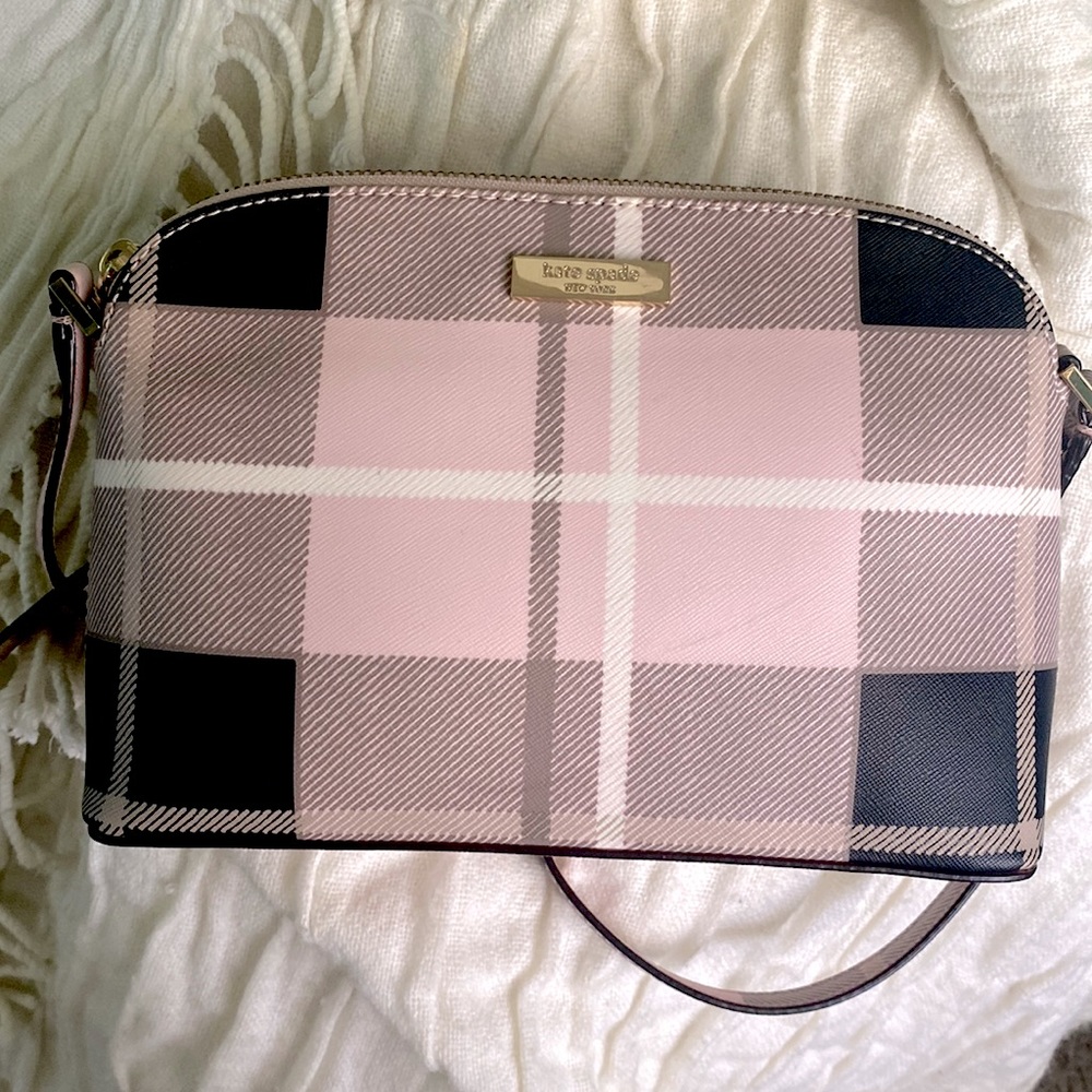 Kate Spade Pink Plaid Crossbody Purse! Perfect for Fall! 🍂👜🩷
